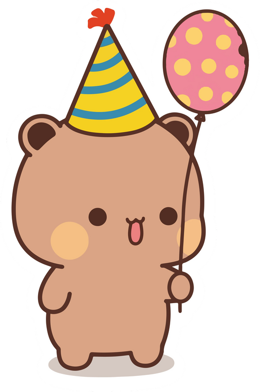 Bubu Birthday Party Hat Balloon Kawaii Sticker