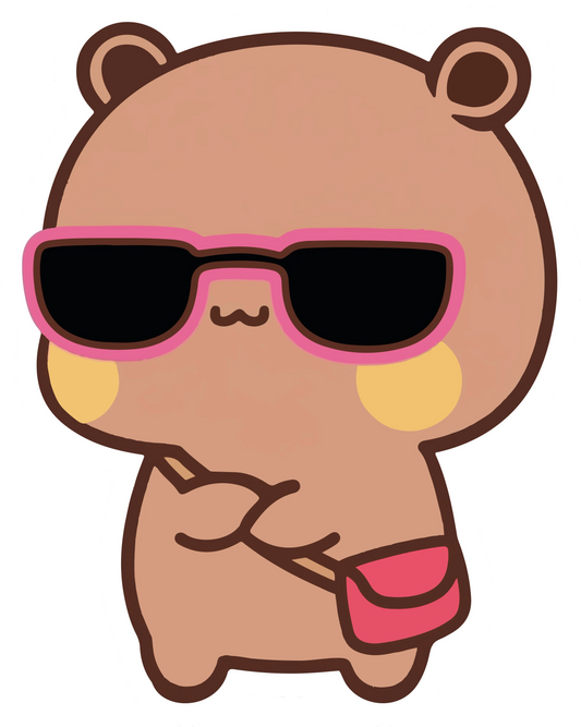 Bubu Cool Sunglasses Red Bag Kawaii Sticker