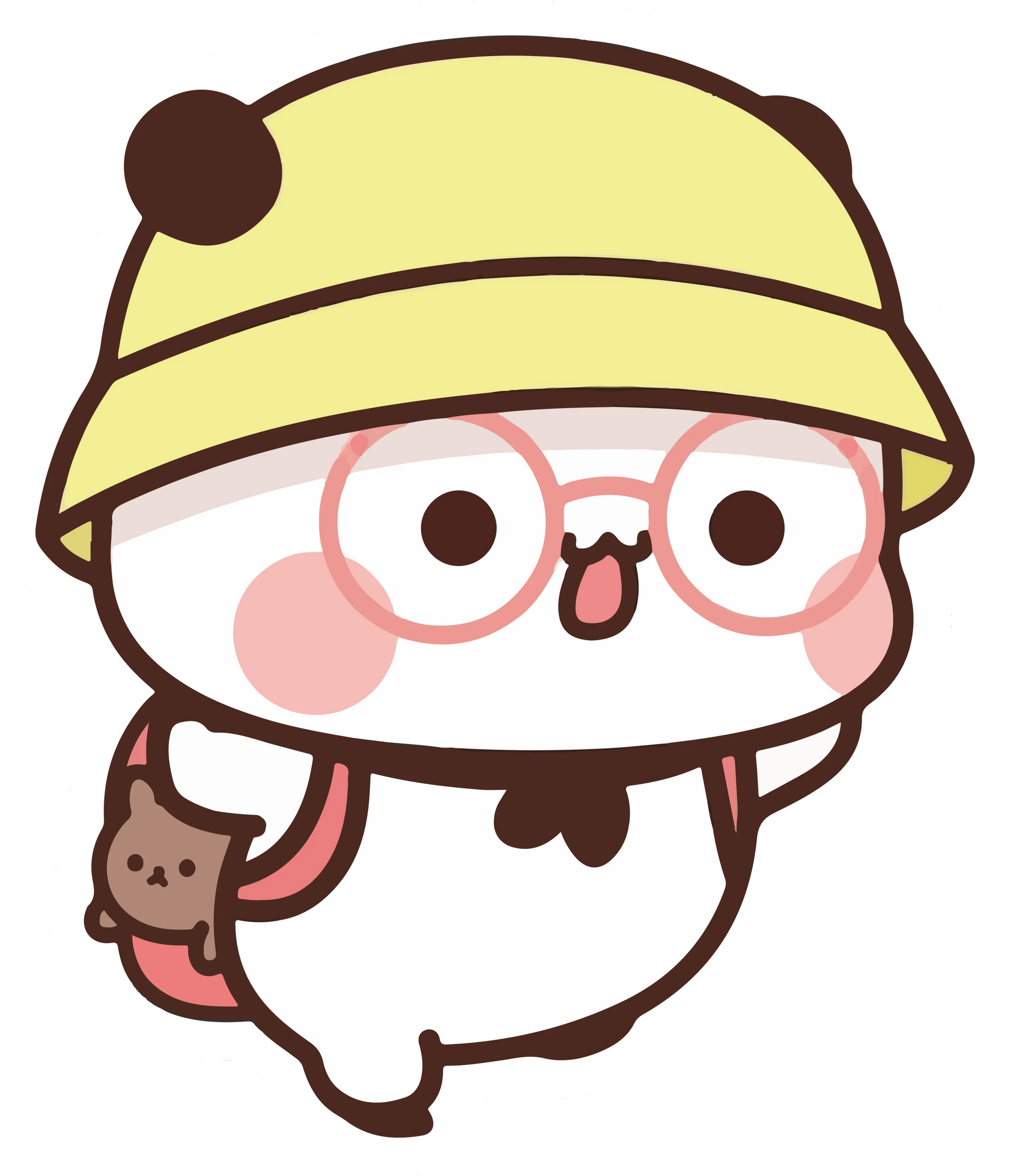 Dudu Yellow Bucket Hat Glasses Kawaii Sticker