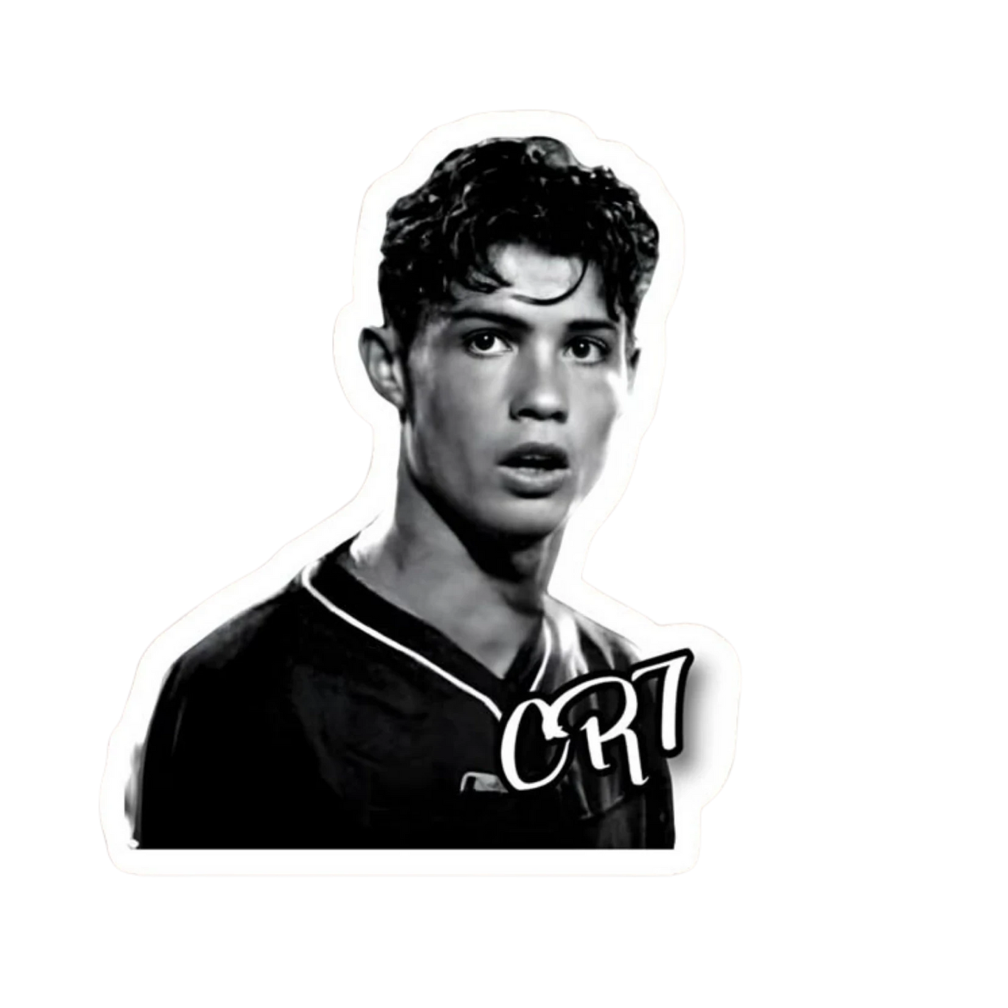 Cristiano Ronaldo Young CR7 Black White Portrait Sticker