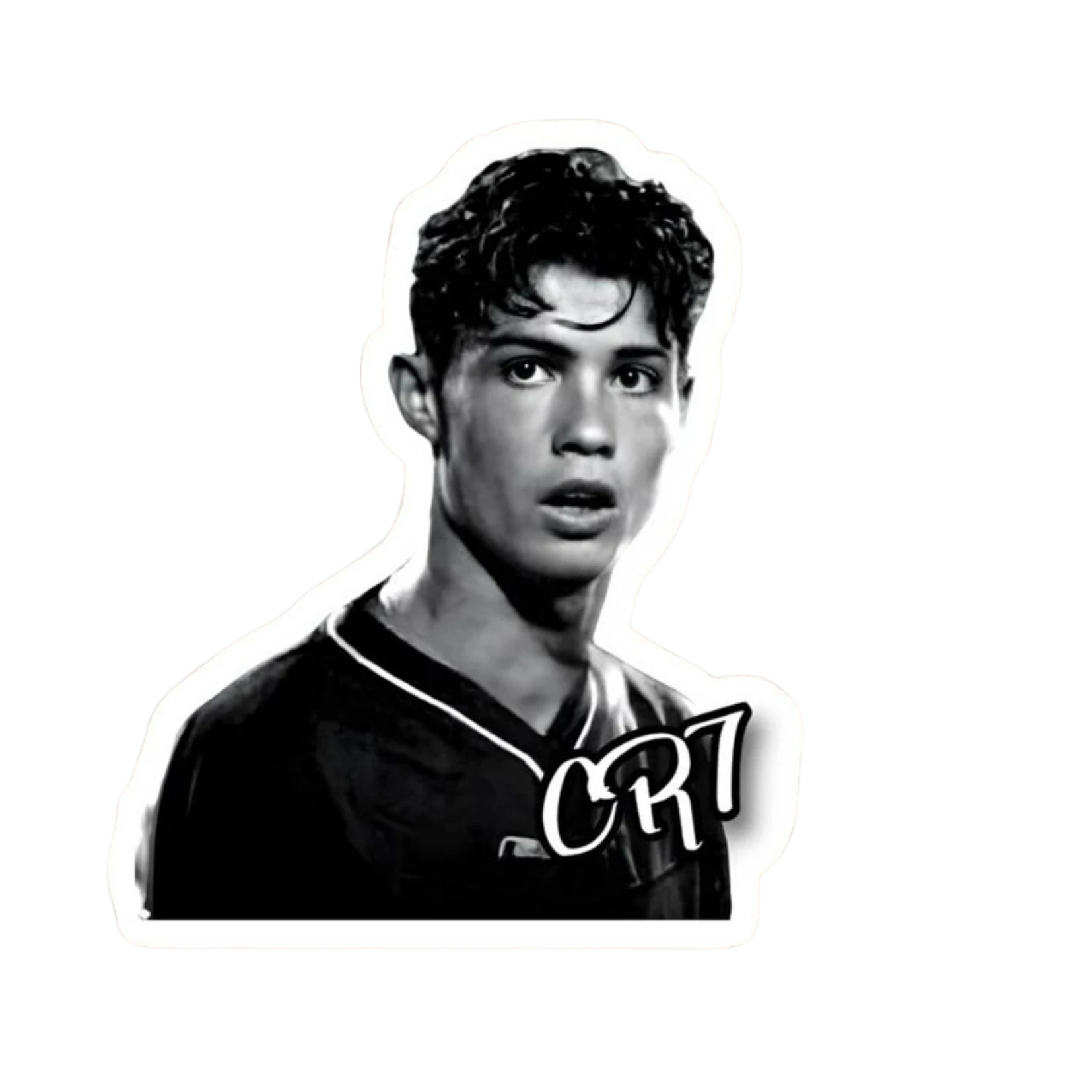 Cristiano Ronaldo Young CR7 Black White Portrait Sticker