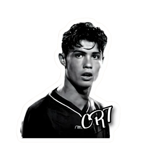 Cristiano Ronaldo Young CR7 Black White Portrait Sticker