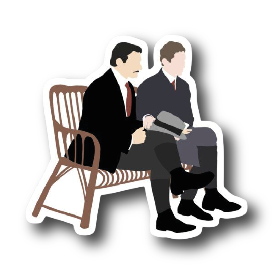Prison Courtroom Scene — Trial Bench Sticker