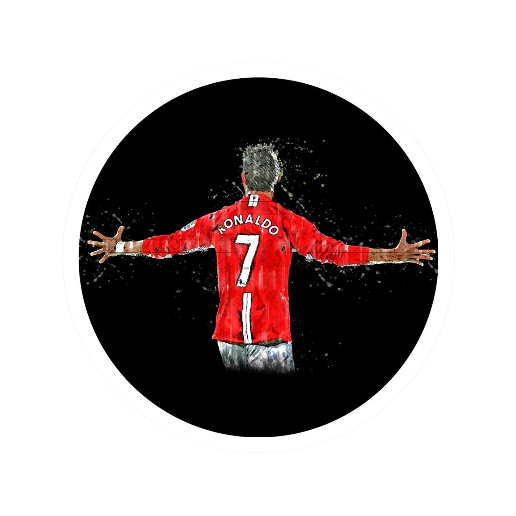 Cristiano Ronaldo Manchester United Back View Circle Art Sticker