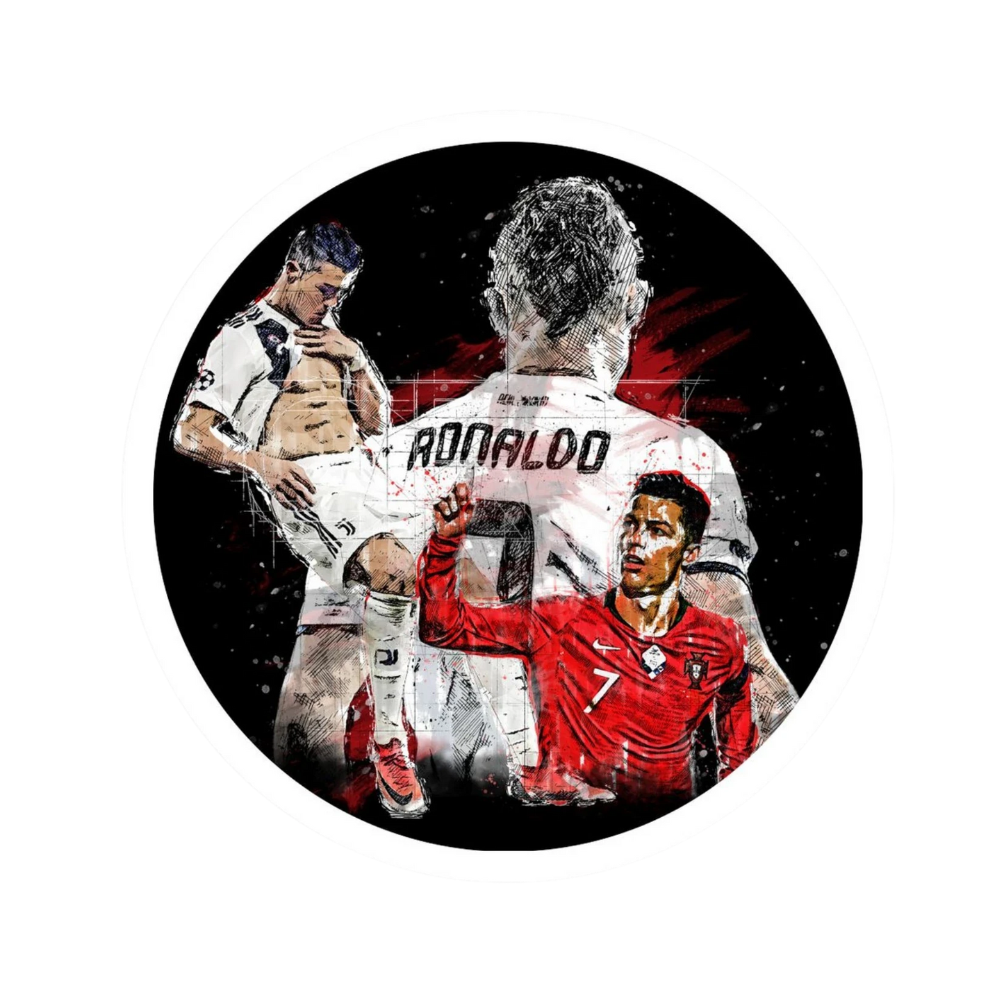Cristiano Ronaldo Career Highlights Circle Collage Sticker