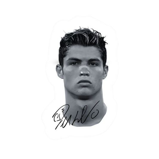 Cristiano Ronaldo Black White Portrait Signature Sticker