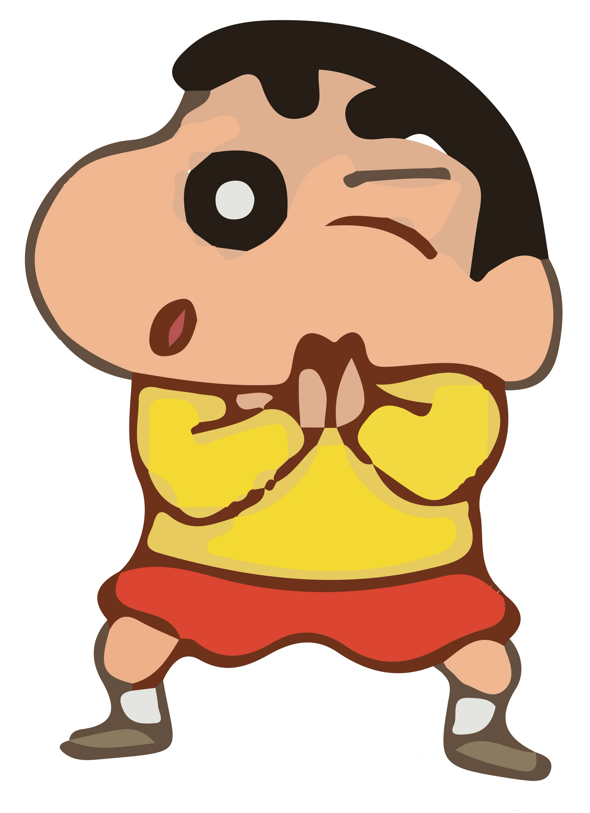 Shinchan Winking Mischievous Fists Sticker