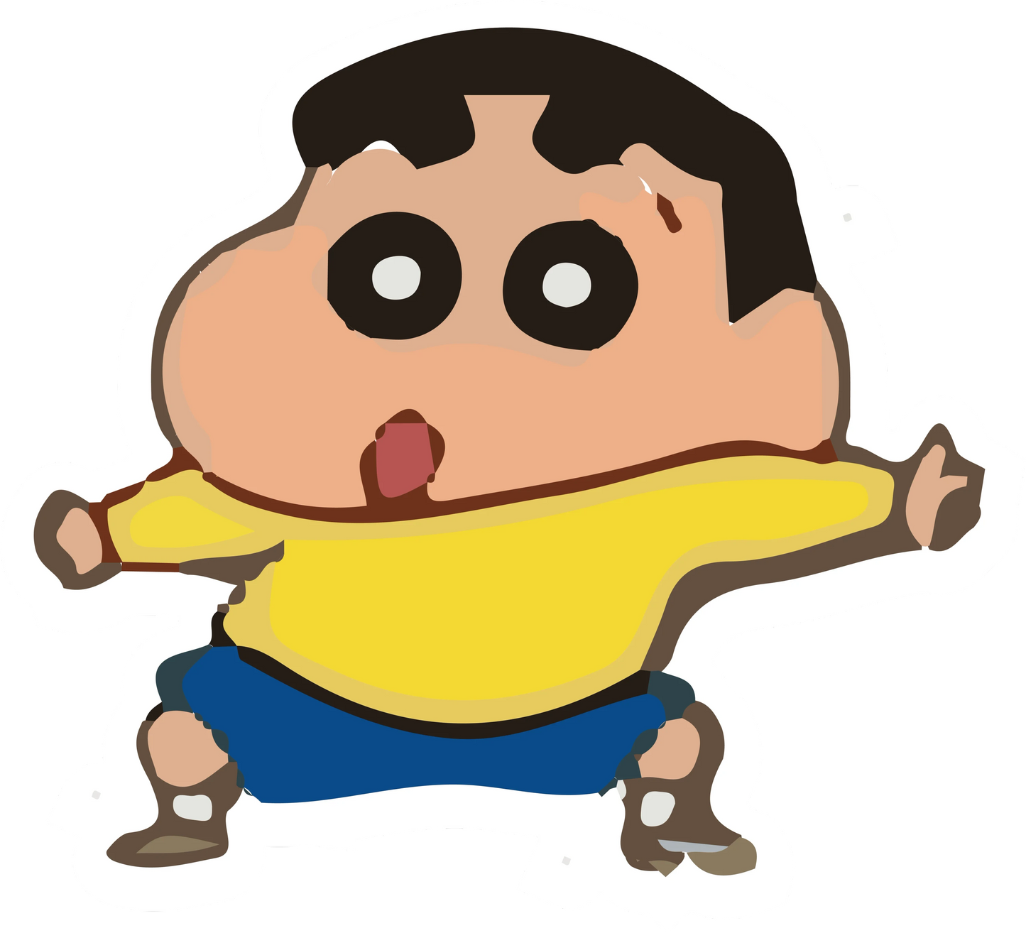 Shinchan Arms Wide Tongue Out Blue Shorts Sticker