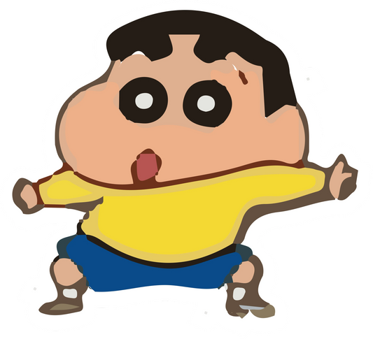 Shinchan Arms Wide Tongue Out Blue Shorts Sticker