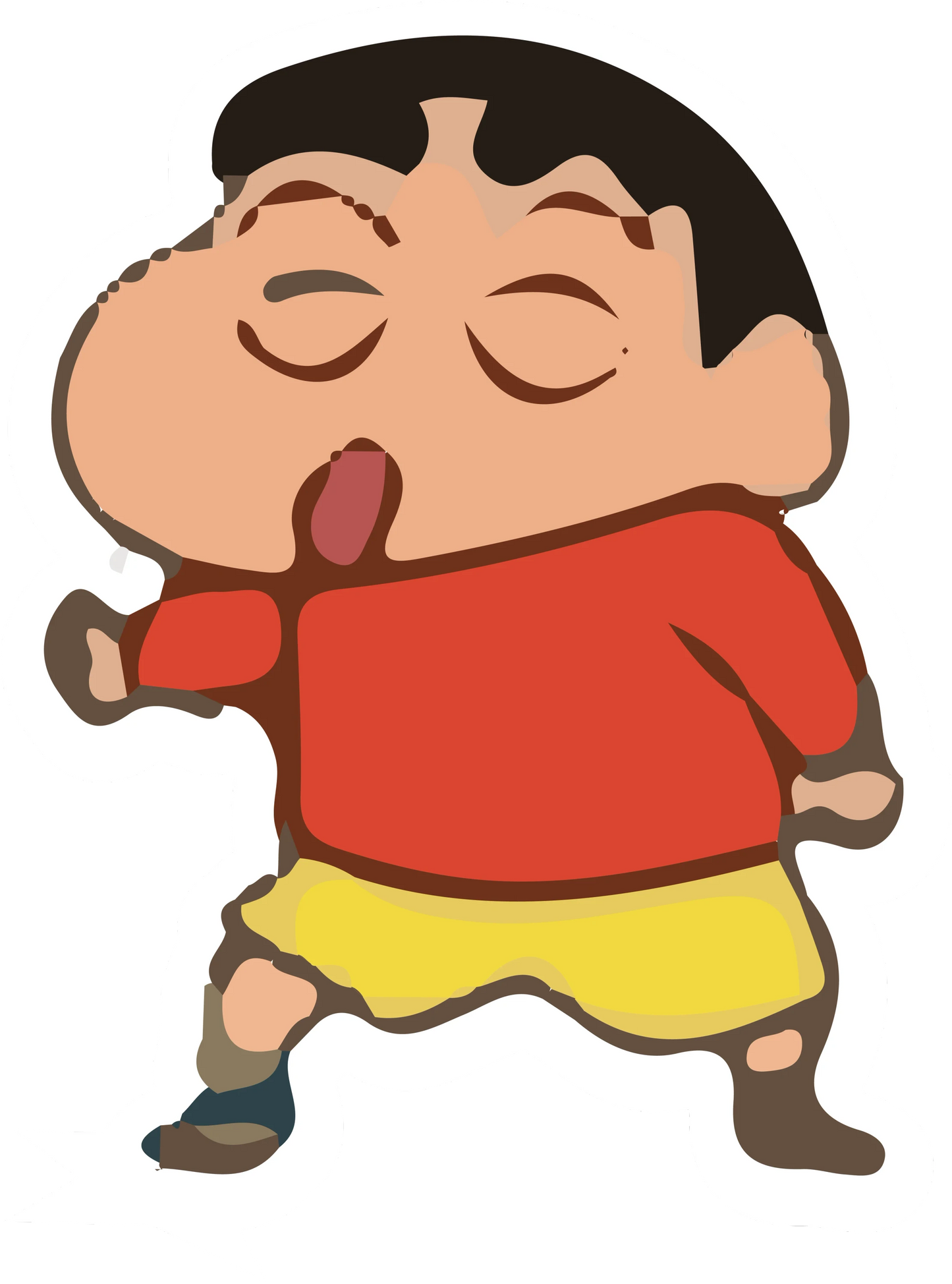 Shinchan Yawning Tired Red Shirt Sticker