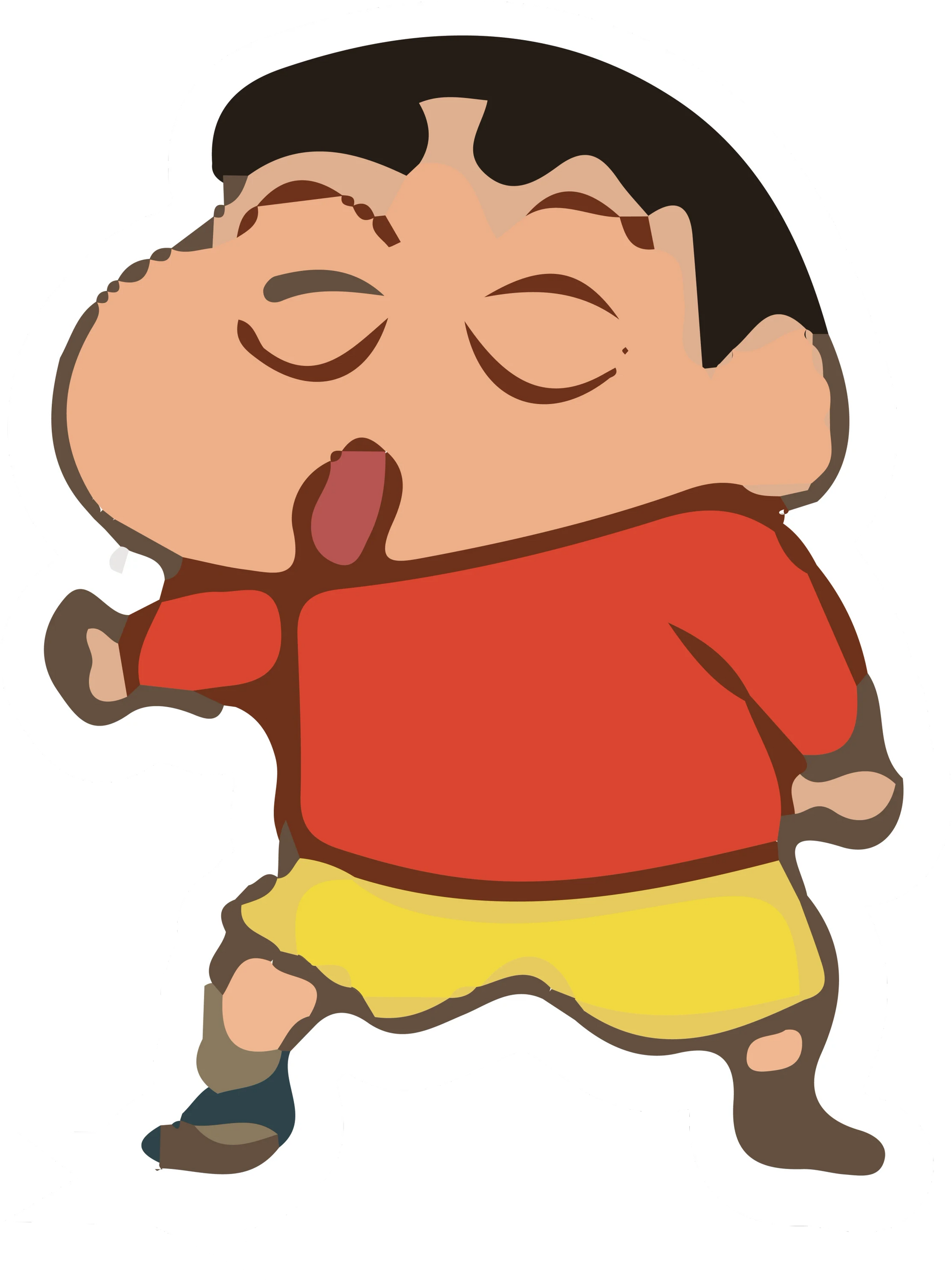 Shinchan Yawning Tired Red Shirt Sticker