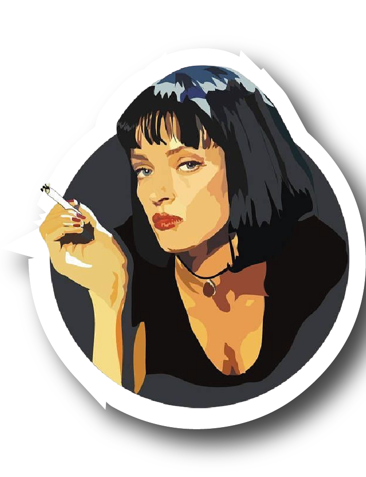 Mia Wallace — Cigarette Portrait Painting Sticker
