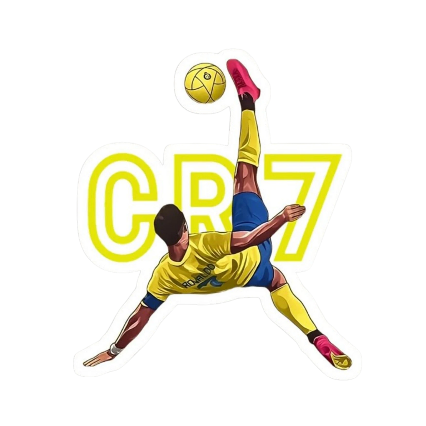 CR7 Al-Nassr Bicycle Kick Yellow Illustrated Sticker