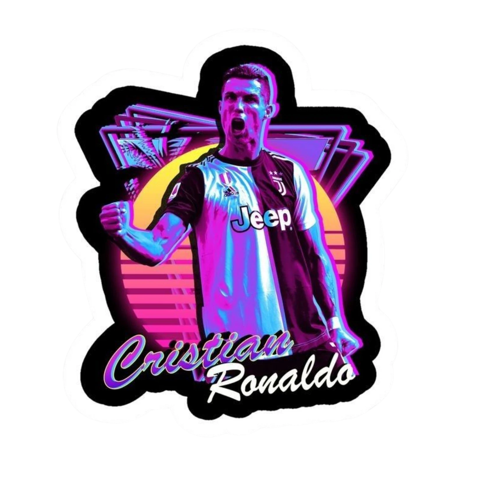 Cristiano Ronaldo Juventus Neon Retro Style Sticker