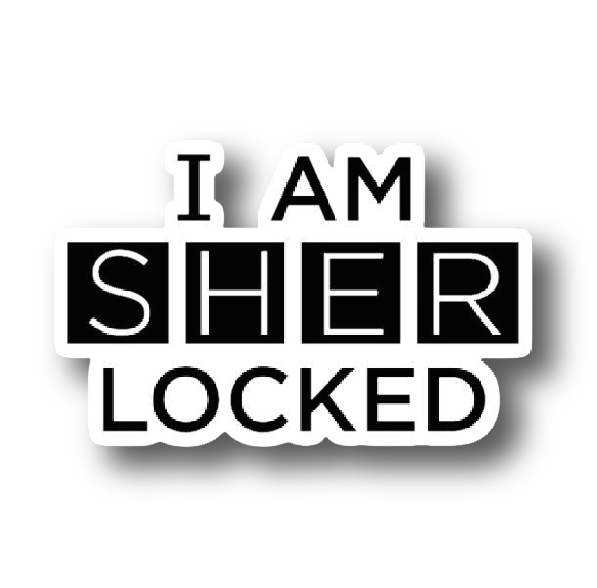 Bold typographic sticker reading I Am Sherlocked