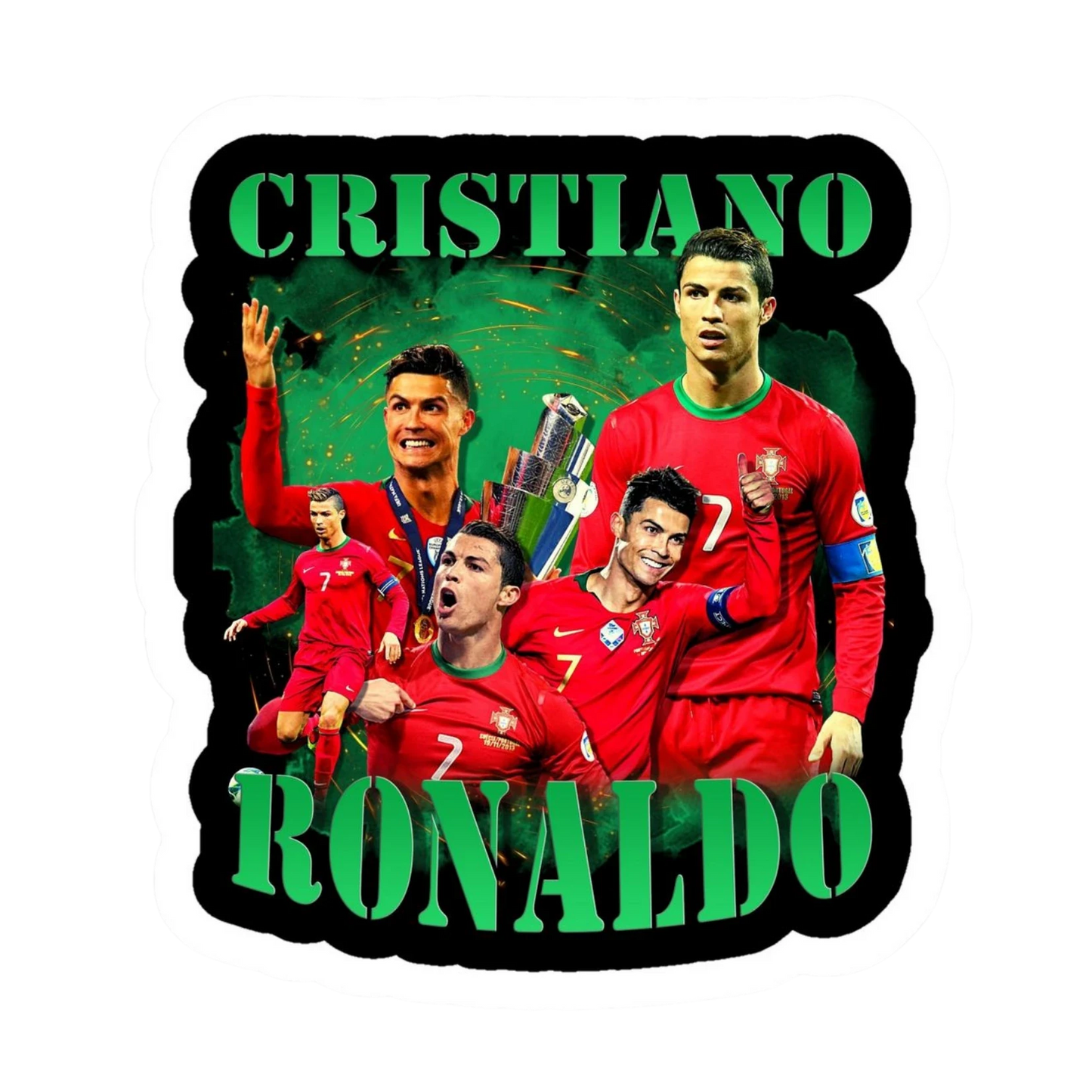 Cristiano Ronaldo Portugal Collage Green Text Sticker