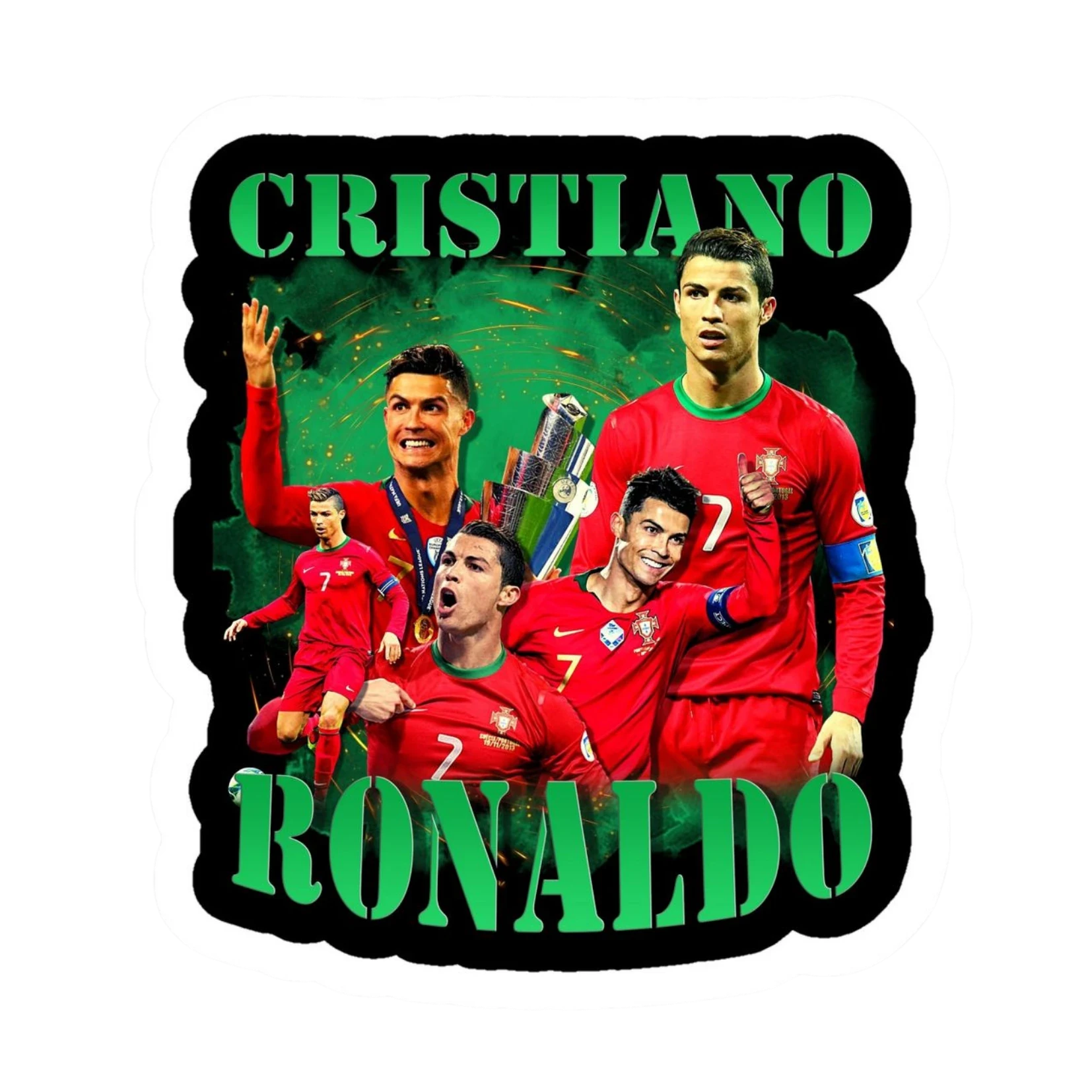 Cristiano Ronaldo Portugal Collage Green Text Sticker