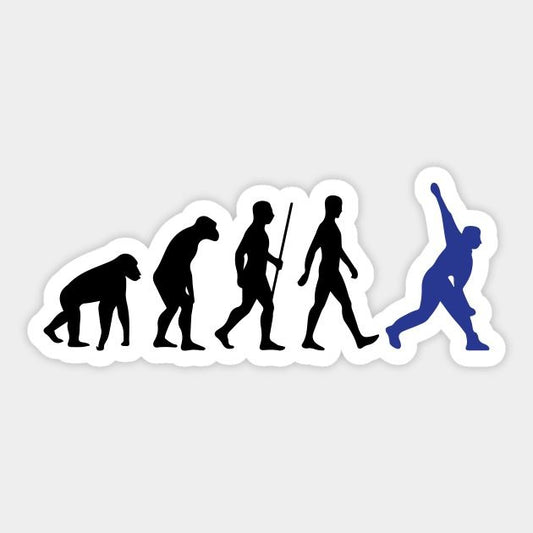 Evolution of Cricket — Ape to Fast Bowler Silhouette Sticker
