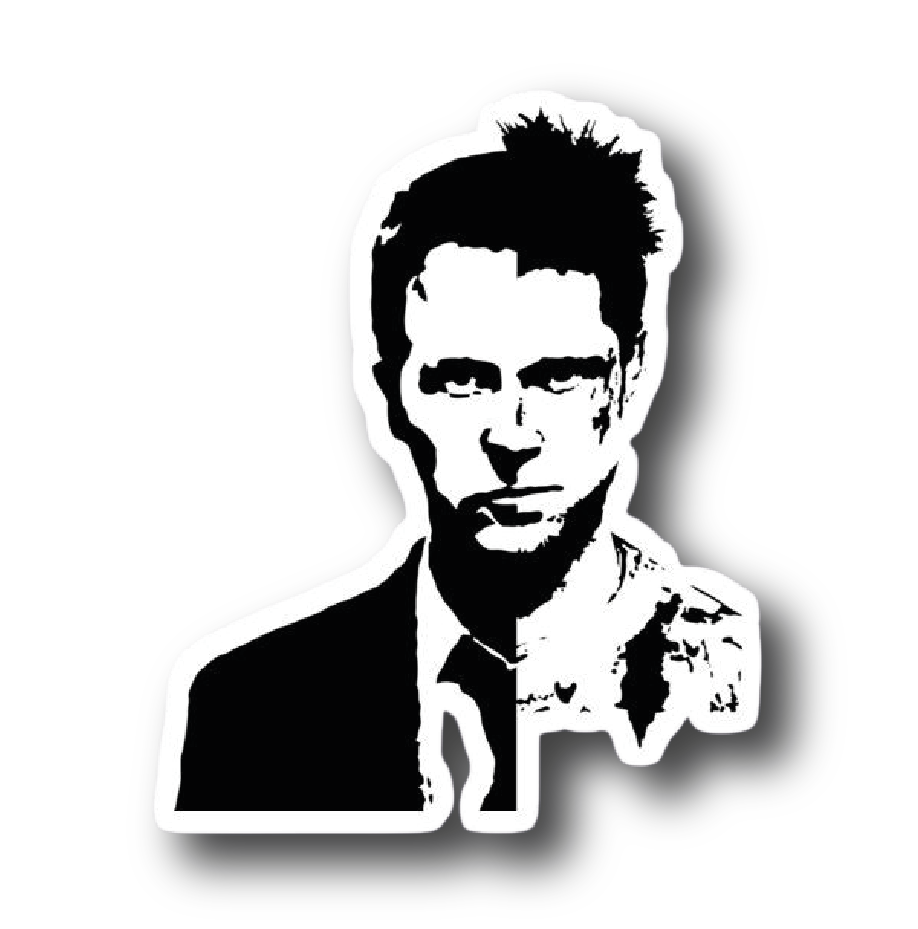The Narrator & Tyler Durden — Split-Face Duality Sticker