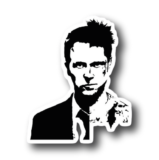 The Narrator & Tyler Durden — Split-Face Duality Sticker