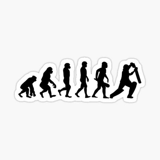 Evolution of Cricket — Ape to Batsman Silhouette Sticker
