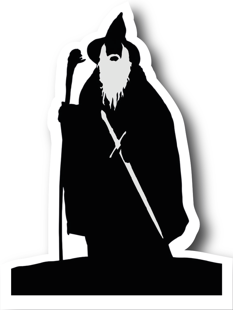 Gandalf the Grey — Staff and Sword Silhouette Sticker