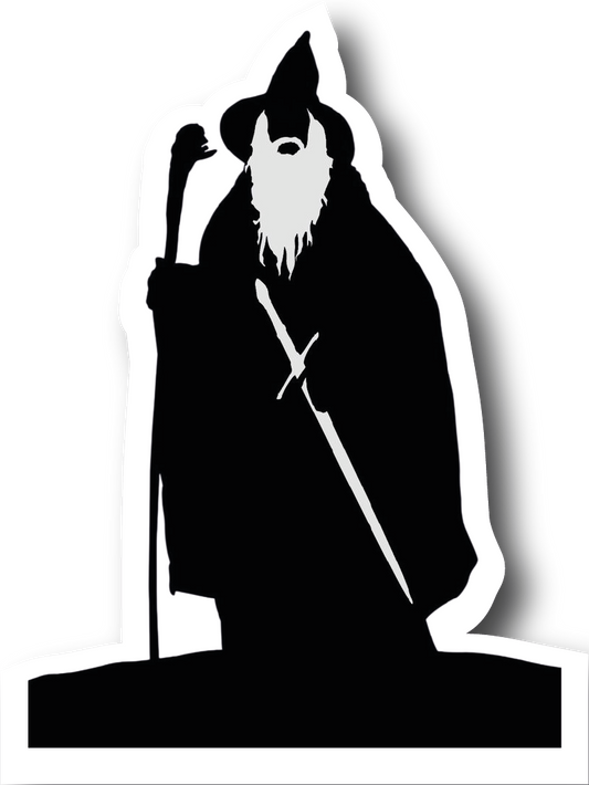 Gandalf the Grey — Staff and Sword Silhouette Sticker