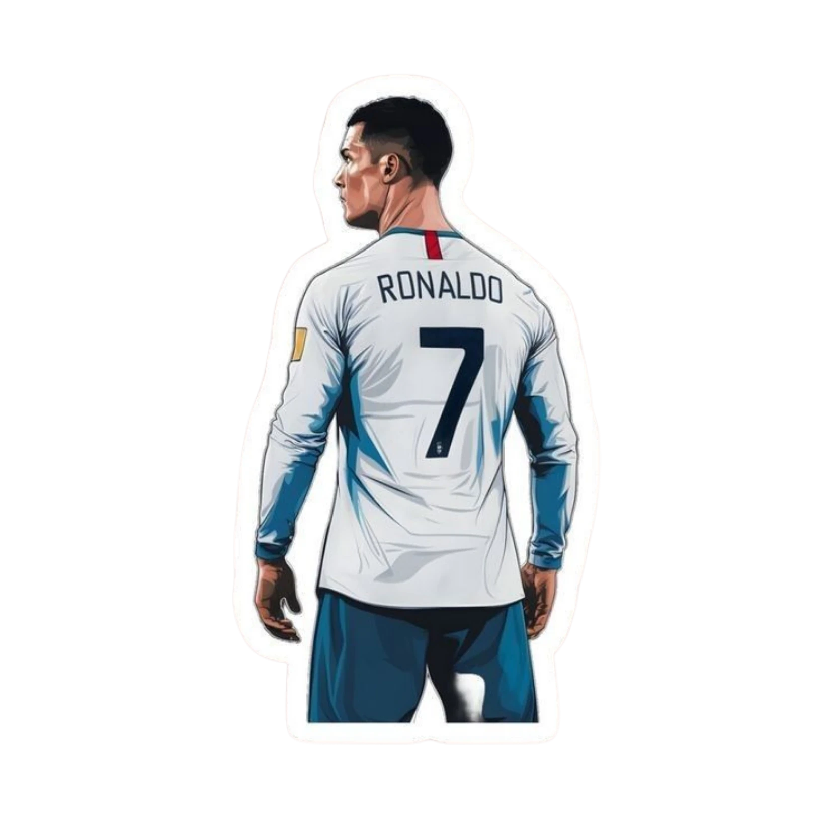 Cristiano Ronaldo No7 Back View White Kit Illustrated Sticker
