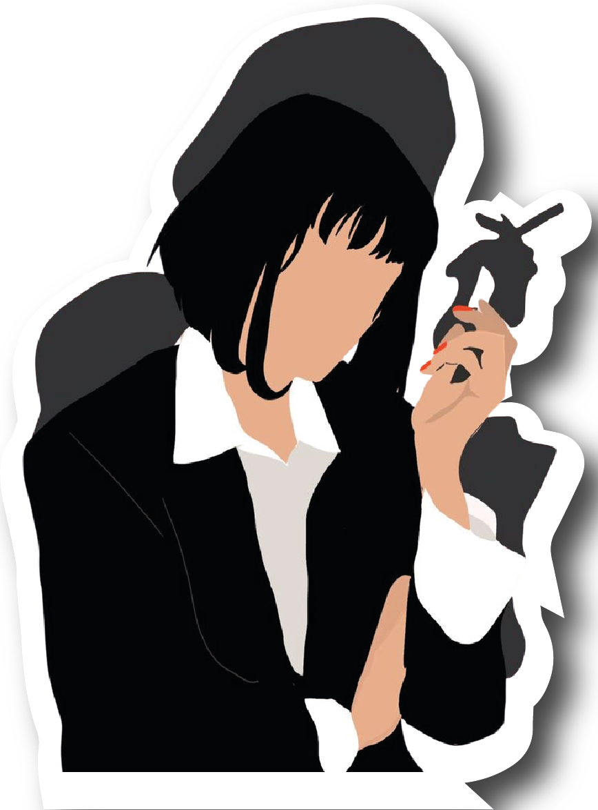 Mia Wallace — Hooded Coat Vector Portrait Sticker