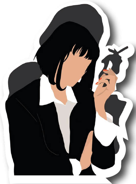 Mia Wallace — Hooded Coat Vector Portrait Sticker