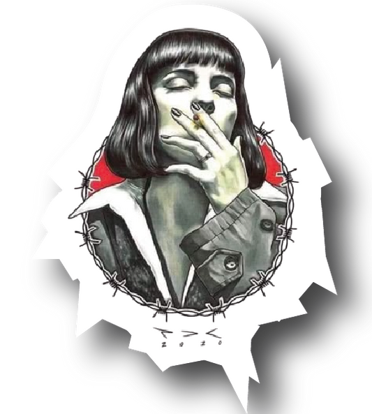 Mia Wallace — Barbed Wire Smoking Portrait Sticker