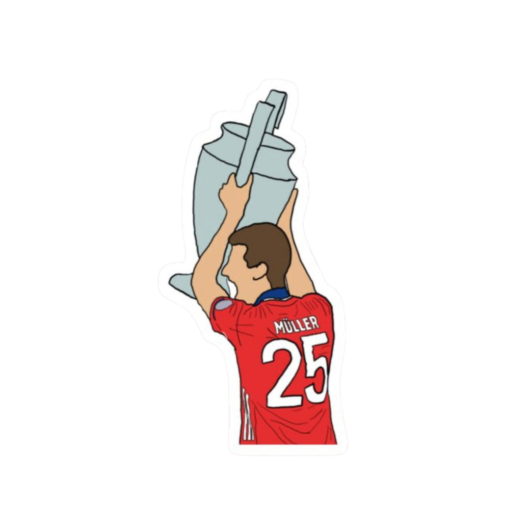 Thomas Müller #25 Bayern Munich lifting Champions League trophy sticker