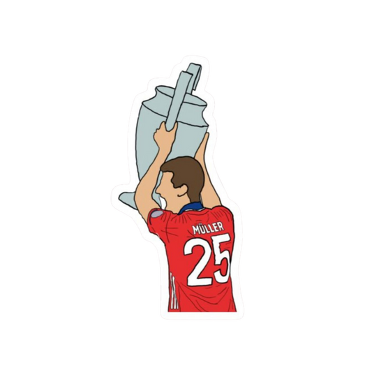 Thomas Müller #25 Bayern Munich lifting Champions League trophy sticker