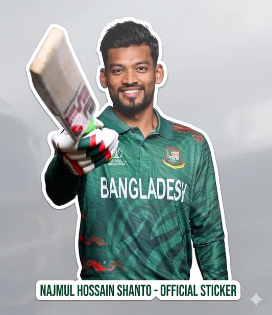 Najmul Hossain Shanto — Bat Salute Portrait Sticker