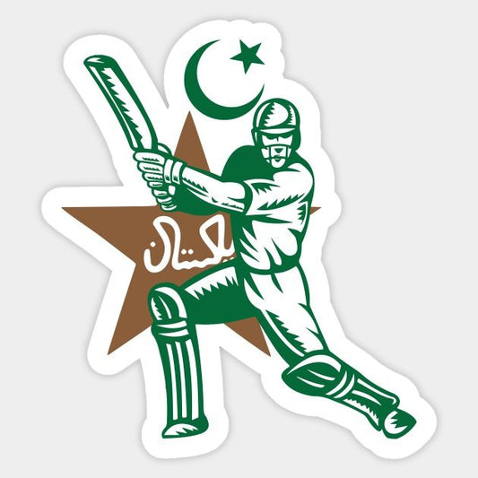 Pakistan Cricket — Batsman Star & Crescent Emblem Sticker