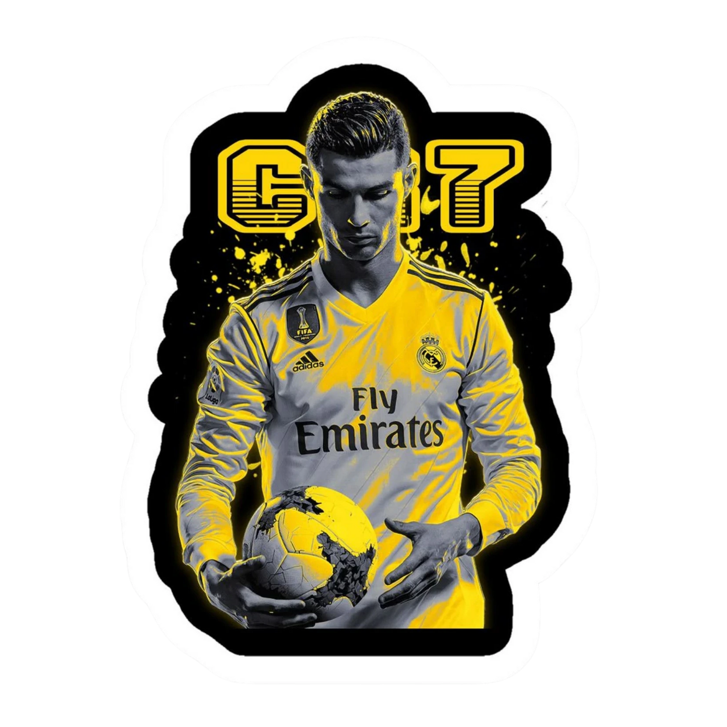 Cristiano Ronaldo Al-Nassr CR7 Kicking Yellow Kit Sticker