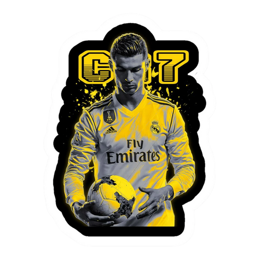 Cristiano Ronaldo Al-Nassr CR7 Kicking Yellow Kit Sticker
