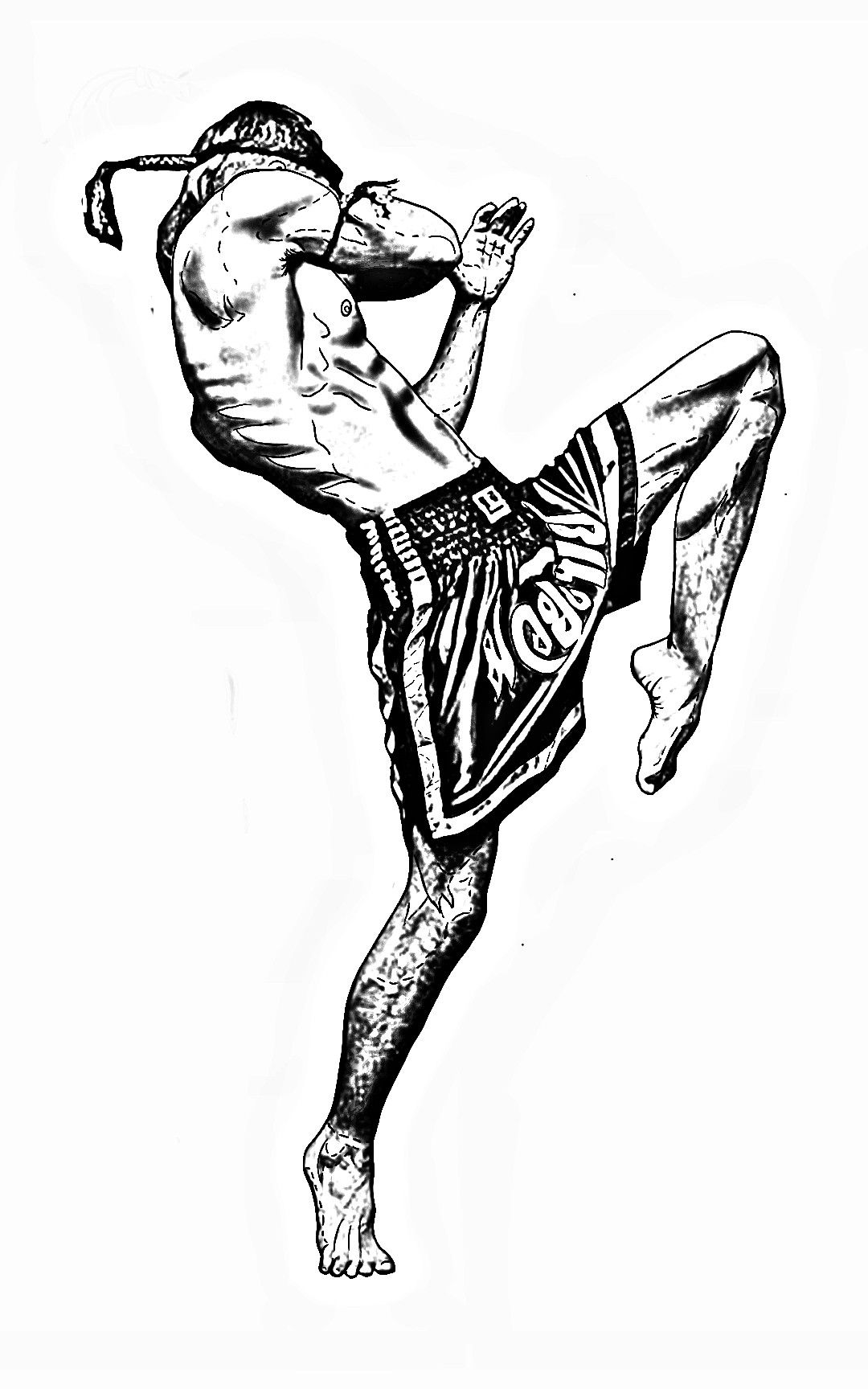 Muay Thai Knee Strike — Sketch Sticker