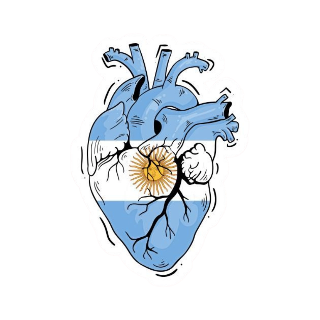 Argentina heart sticker with light blue and white flag colors