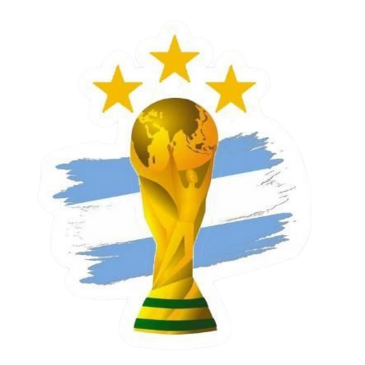 Argentina 2022 World Cup trophy flag and three stars sticker