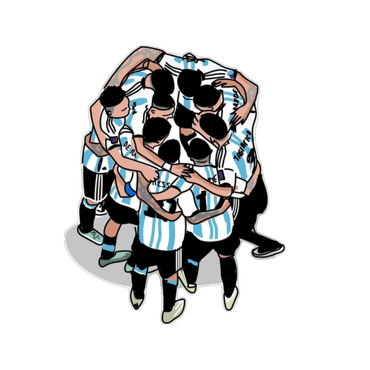 Argentina national football team huddle circle celebration illustration sticker