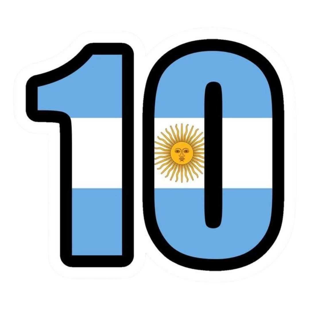 Argentina number 10 flag light blue and white design sticker