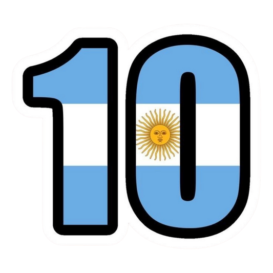 Argentina number 10 flag light blue and white design sticker
