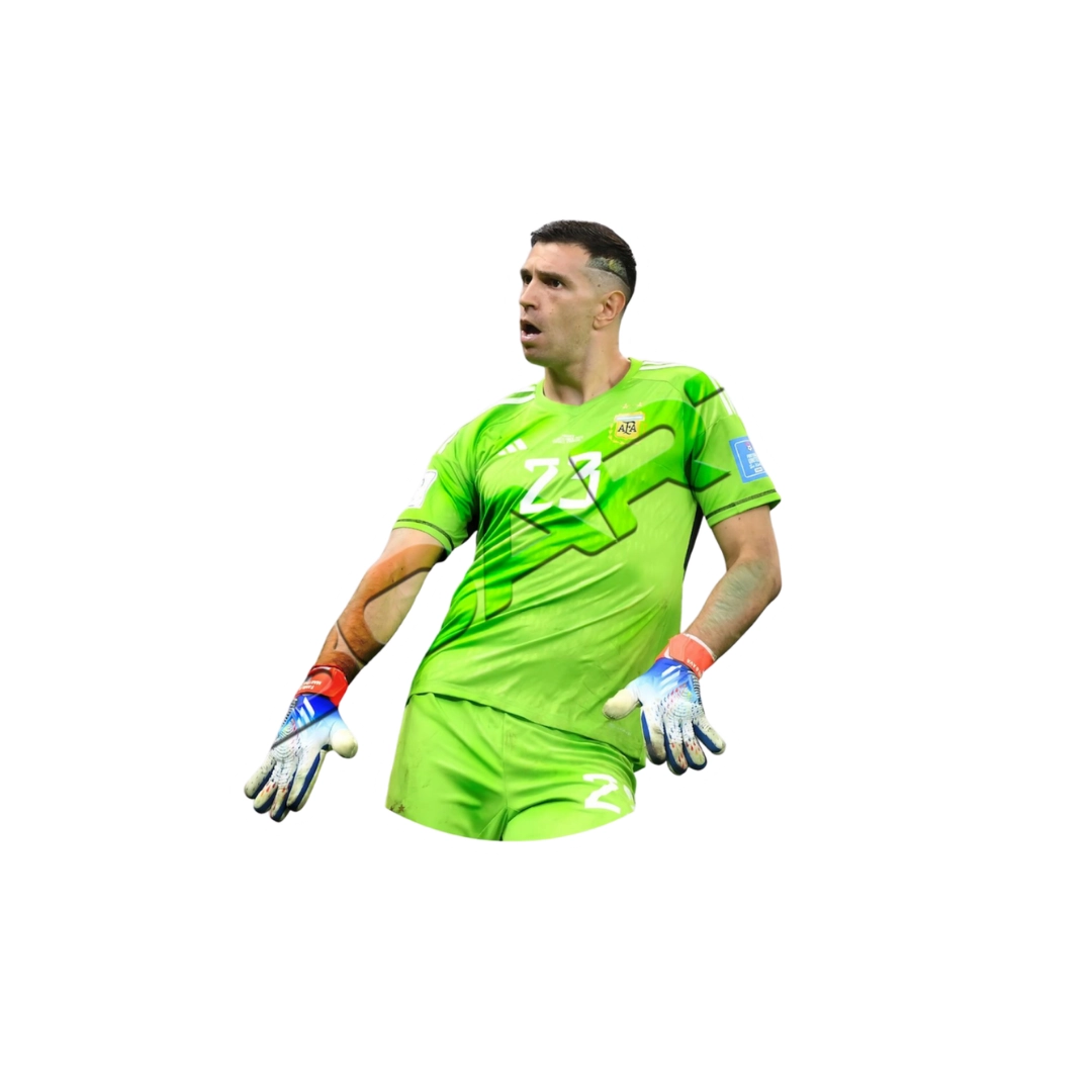 Emiliano Dibu Martínez roaring celebration goalkeeper photo sticker