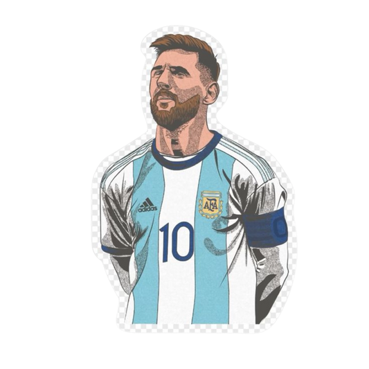 Lionel Messi calm portrait illustration Argentina light blue white kit sticker