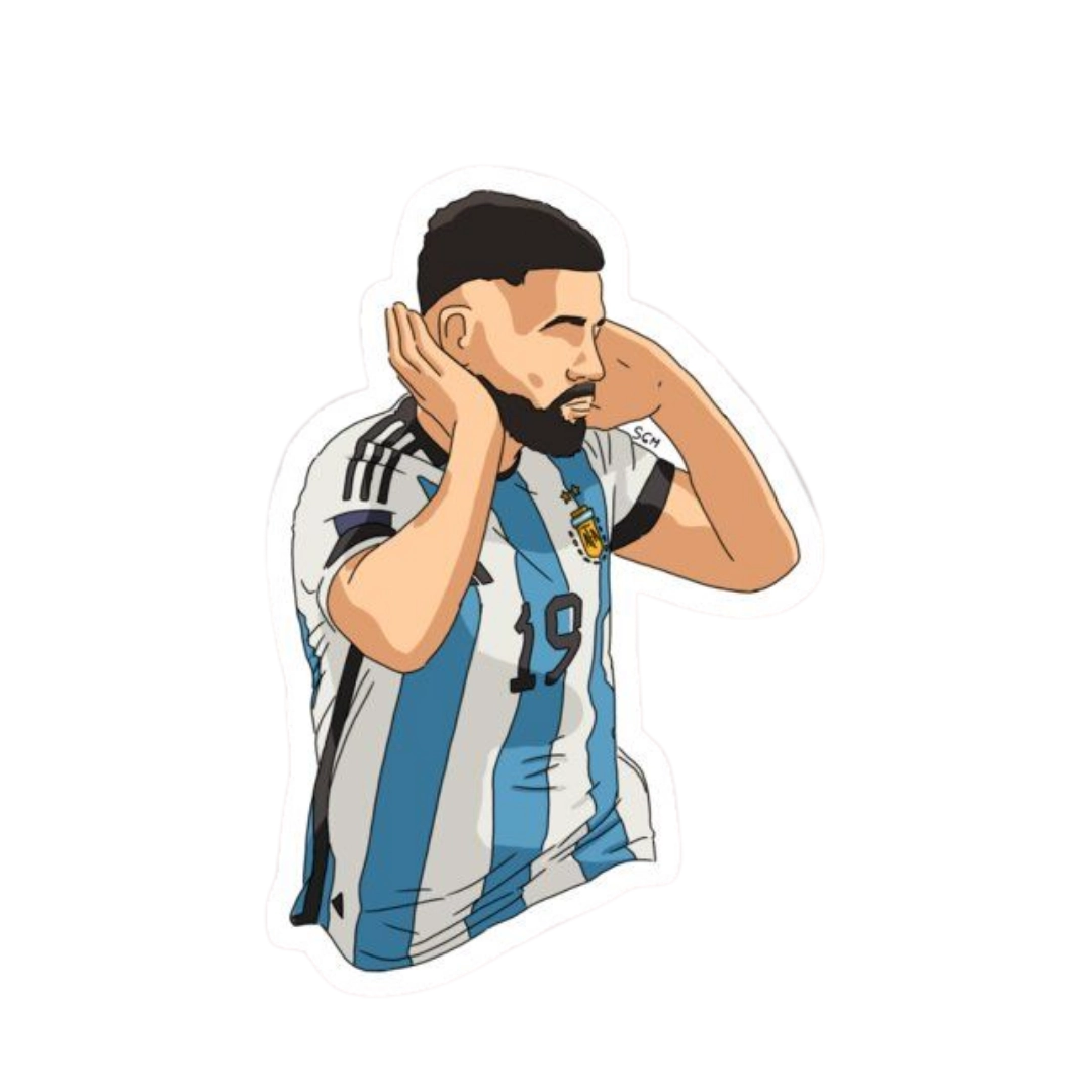 Nicolás Otamendi hands to ears celebration Argentina photo sticker