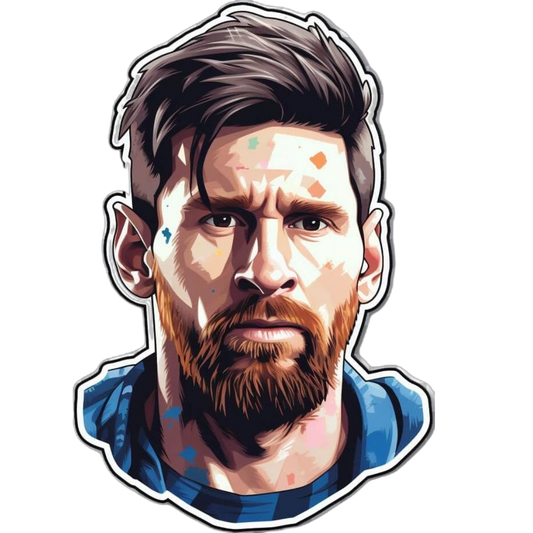 Lionel Messi geometric low-poly art portrait Argentina colours sticker