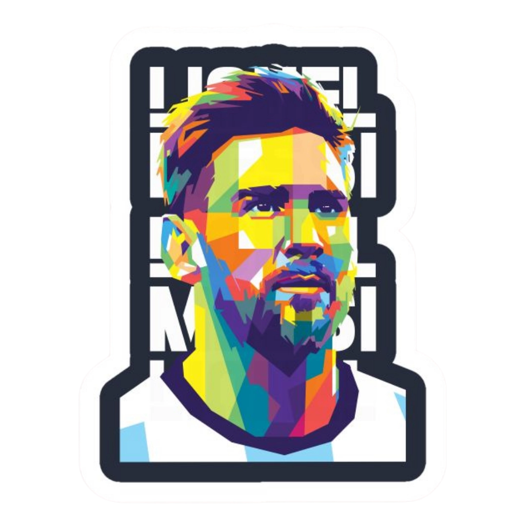 Lionel Messi colourful WPAP geometric pop art portrait sticker