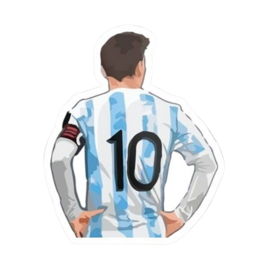 Lionel Messi hands on hips back view confident illustration Argentina sticker