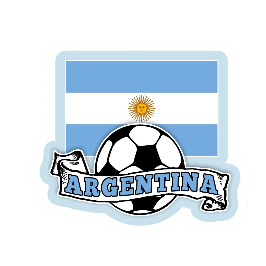 Argentina light blue white flag and football banner sticker